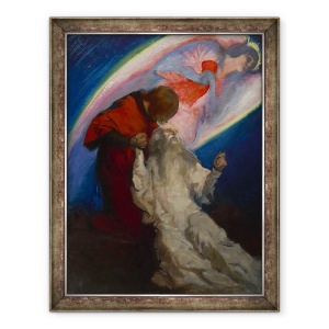 Tablou inramat - Edwin Austin Abbey - Studiu pentru Amfortas lansat de Galahad in cautarea si realizarea Sfantului Graal, 60 x 80 cm