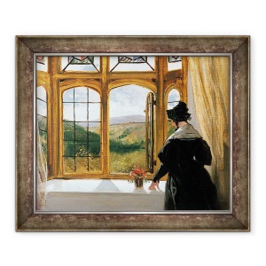 Tablou inramat - Edwin Landseer - Ducesa de Abercorn se uita pe fereastra, 50 x 60 cm
