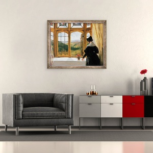 Tablou inramat - Edwin Landseer - Ducesa de Abercorn se uita pe fereastra, 50 x 60 cm - Img 2