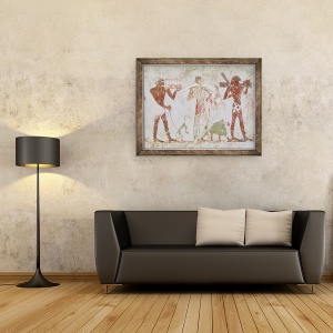 Tablou inramat - Egyptian 18th Dynasty - Kushites care transporta tributuri de aur, fildes si piei de animale, de la mormantul lui Rekhmire, vizir de Tuthmosis III si Amenhotep II, 60 x 80 cm - Img 2