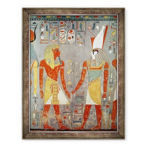 Tablou inramat - Egyptian 18th Dynasty - Relief reprezentand Horemheb c.1323-1295 i.Hr. inaintea lui Horus, din mormantul sau, 60 x 80 cm