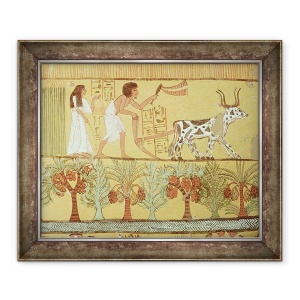 Tablou inramat - Egyptian 19th Dynasty - Sennedjem si sotia sa in camp semanat si de prelucrare, de la mormantul din Sennedjem, satul muncitorilor, 50 x 60 cm