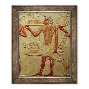 Tablou inramat - Egyptian 6th Dynasty - Relief reprezentand un portar cu un cos de fledglings, de la mormantul Printesei Imut, Vechiul Regat, 50 x 60 cm