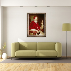 Tablou inramat - El Domenico Theotocopuli Greco - Portretul Papei Pius al V-lea 1504-1572, 60 x 80 cm - Img 2