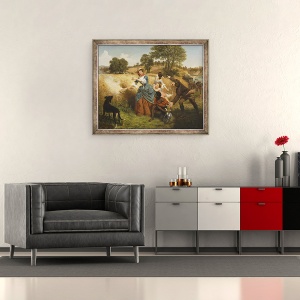 Tablou inramat - Emanuel Gottlieb Leutze - Doamna Schuyler arzand campurile de grau pe abordarea britanicilor, 50 x 60 cm - Img 2