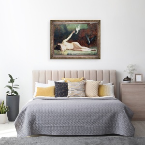 Tablou inramat - Ernst Philippe Zacharie - Femeie cu porumbei, 70 x 90 cm - Img 3
