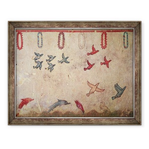Tablou inramat - Etruscan - Pasari acvatice si delfini saritori, din Mormantul Vanatorii si Pescuitul, 60 x 80 cm