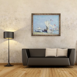 Tablou inramat - Eugene Louis Boudin - Barci cu vele, 70 x 90 cm - Img 2