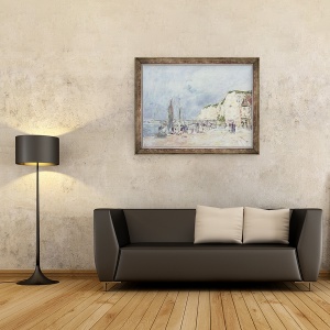 Tablou inramat - Eugene Louis Boudin - Stancile de la Dieppe si Petit Paris, 60 x 80 cm - Img 2