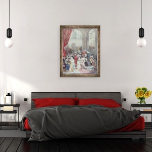 Tablou inramat - Eugene-Louis Lami - Studiu pentru un bal costumat dat de Printesa de Sagan, 70 x 90 cm - Img 3
