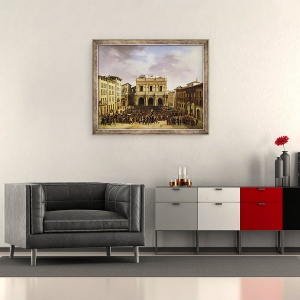 Tablou inramat - Faustino Joli - Oamenii din Brescia s-au adunat in Piazza della Loggia 23 martie 1849, 50 x 60 cm - Img 2