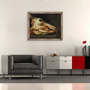 Tablou inramat - Felice Boselli - Capul jupuit al unui taur tanar, 50 x 60 cm - Img 2