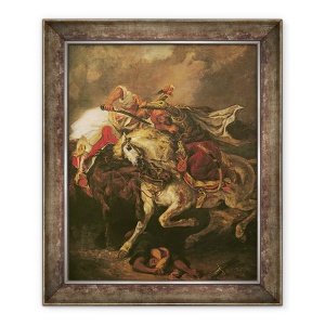 Tablou inramat - Ferdinand Victor Eugene Delacroix - Batalia de la Giaour si Hassan, dupa poemul lui Byron, Le Giaour, 70 x 85 cm