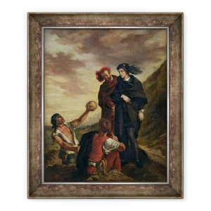 Tablou inramat - Ferdinand Victor Eugene Delacroix - Hamlet si Horatio in cimitir, de la scena 1, 70 x 85 cm