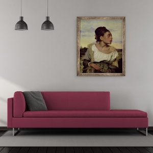 Tablou inramat - Ferdinand Victor Eugene Delacroix - Tanar orfan in cimitir, 50 x 60 cm - Img 2