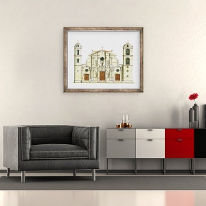 Tablou inramat - Fernando Aznar Cenamor - Catedrala La Habana. Cuba, 50 x 60 cm - Img 2