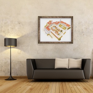 Tablou inramat - Fernando Aznar Cenamor - Palatul National Queluz. Lisboa, 60 x 80 cm - Img 2