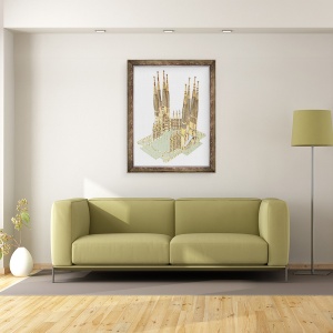 Tablou inramat - Fernando Aznar Cenamor - Sfanta familie, Antonio Gaudi. Barcelona, 60 x 80 cm - Img 2