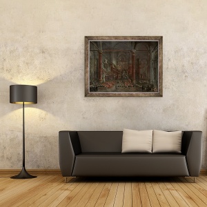 Tablou inramat - Francesco Guardi - Ceremonia pontificala in SS. Giovanni e Paolo, Venetia, 1782, 70 x 90 cm - Img 2