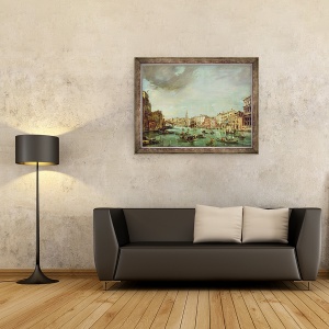 Tablou inramat - Francesco Guardi - Marele Canal privind spre Rialto cu Palazzo Grimani si Palazzo Manin, 70 x 90 cm - Img 2