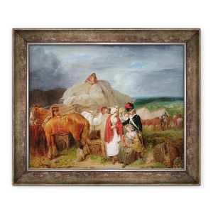 Tablou inramat - Francis Wheatley - Soldat cu femei de tara care vand panglici langa o tabara militara, 50 x 60 cm