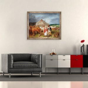 Tablou inramat - Francis Wheatley - Soldat cu femei de tara care vand panglici langa o tabara militara, 50 x 60 cm - Img 2