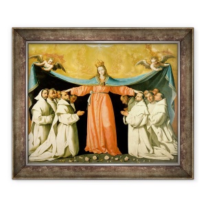 Tablou inramat - Francisco de Zurbaran - Fecioara din Misericordia adapostind cartusii, 50 x 60 cm