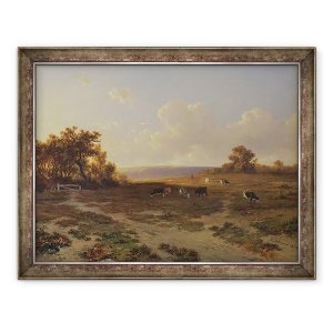 Tablou inramat - Francois Auguste Ortmans - Peisaj Heath cu vaci, 60 x 80 cm