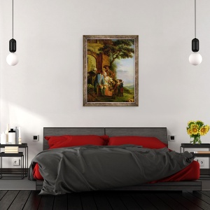 Tablou inramat - Francois Louis Joseph Watteau - Baiatul din Savoy si Marmotul lui, 70 x 90 cm - Img 3