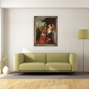 Tablou inramat - Frans Francken the Elder - Adorarea Magilor, 60 x 80 cm - Img 2
