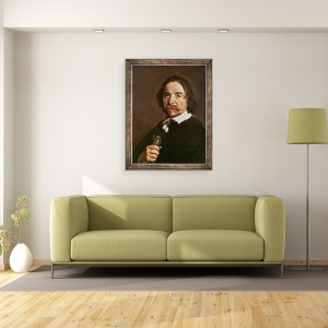 Tablou inramat - Frans Hals - Portretul unui barbat Cu O Manusa si Par Negru, 60 x 80 cm - Img 2
