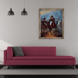 Tablou inramat - Franz Kruger - Nicolae I cu ofiterii sai, 50 x 60 cm - Img 2