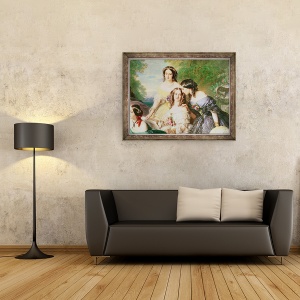 Tablou inramat - Franz Xaver Winterhalter - Imparateasa Eugenie 1826-1920 si doamnele ei in asteptare, 60 x 80 cm - Img 2