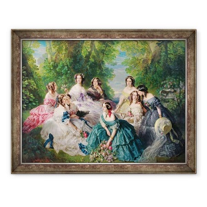 Tablou inramat - Franz Xaver Winterhalter - imparateasa Eugenie 1826-1920 inconjurat de doamnele ei in asteptare, 60 x 80 cm