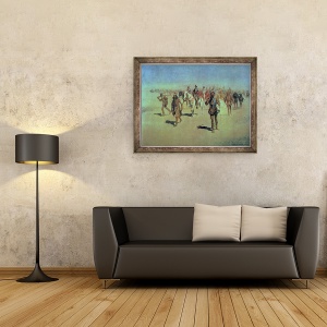 Tablou inramat - Frederic Remington - Francisco Vasquez de Coronado c.1510-54 isi croiesc drum prin New Mexico, de la Marele Explorator American, 60 x 80 cm - Img 2