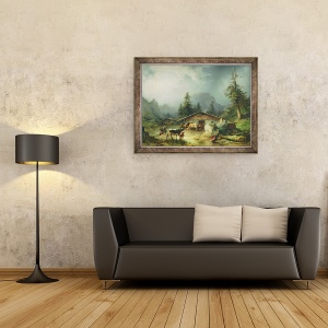 Tablou inramat - Friedrich Gauermann - Hut Alpine in Vremea ploioasa, 60 x 80 cm - Img 2