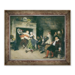 Tablou inramat - Friedrich von Puteani - Dansul cuplului intr-o taverna, 50 x 60 cm