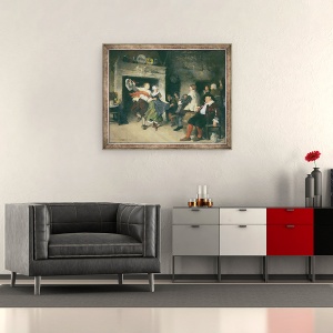 Tablou inramat - Friedrich von Puteani - Dansul cuplului intr-o taverna, 50 x 60 cm - Img 2
