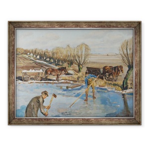 Tablou inramat - Fritz Syberg - Mainile de la ferma aduc gheata, 60 x 80 cm