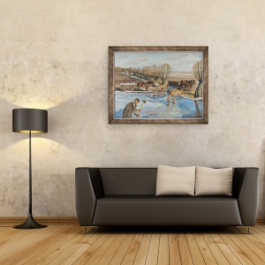 Tablou inramat - Fritz Syberg - Mainile de la ferma aduc gheata, 70 x 90 cm - Img 2
