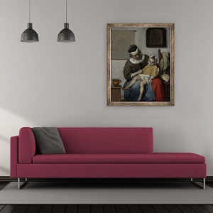 Tablou inramat - Gabriel Metsu - Copilul bolnav, 70 x 85 cm - Img 2