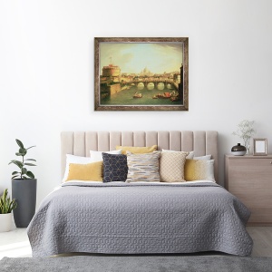 Tablou inramat - Gaspar van Wittel - O vedere a Romei cu Podul si Castelul Sfantul Angelo de Tibru, 70 x 90 cm - Img 3