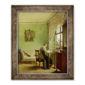 Tablou inramat - Georg Friedrich Kersting - Femeie Brodare, 50 x 60 cm