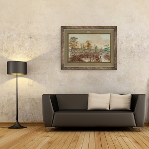 Tablou inramat - George Catlin - De Tonty a dat in judecata pentru pace in satul Iroquois in ianuarie 1680, 60 x 80 cm - Img 2