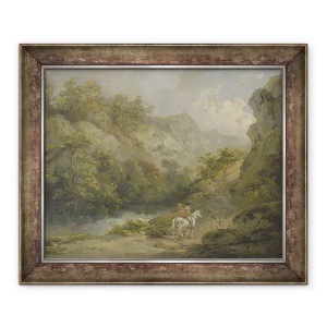 Tablou inramat - George Morland - Peisaj stancos cu doi barbati pe un cal, 50 x 60 cm