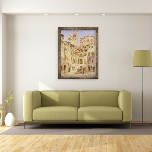 Tablou inramat - George Price Boyce - Biserica Frari, Venetia, de la Campiello San Rocco, 60 x 80 cm - Img 2