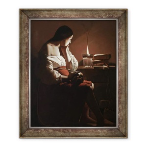 Tablou inramat - Georges de la Tour - Magdalen cu flacara de fumat, 50 x 60 cm