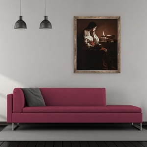 Tablou inramat - Georges de la Tour - Magdalen cu flacara de fumat, 50 x 60 cm - Img 2