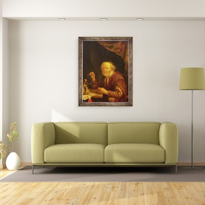 Tablou inramat - Gerard Dou - Cantarire aur, 60 x 80 cm - Img 2
