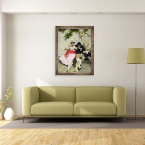 Tablou inramat - Giacomo Favretto - Declaratia, 60 x 80 cm - Img 2